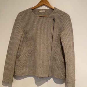 Madewell 100%Merino Wool Zipper Bomber Jacket Gray